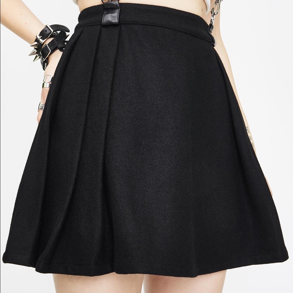 Punk Rave Woolen Lattice Half Pleated Skirt